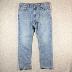Levis 502 Jeans Mens 36x32 Blue Tapered Stretch Light Wash Denim Mid Rise